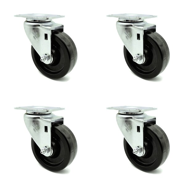 4 Inch Phenolic Wheel Swivel Top Plate Caster Set